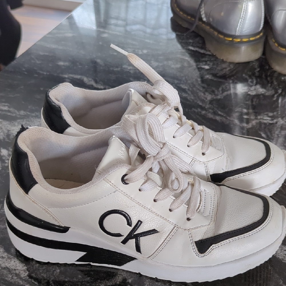 Calvin Klein White and Black Sneakers